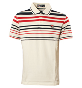 Fila Vintage Fila Cream Stripe Pique Polo Shirt