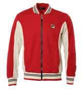 Fila Red and White Full Zip Tracksuit Top