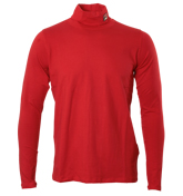 Fila Red Roll-Neck Long Sleeve T-Shirt