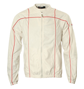 Off White and Red Velour Full Zip