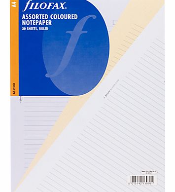 Filofax A4 Inserts, Assorted Ruled Coloured Paper