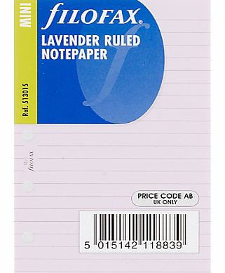 Filofax Mini Inserts, Lavender Ruled Paper