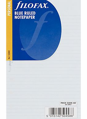 Filofax Personal Inserts, Ruled Paper, Blue