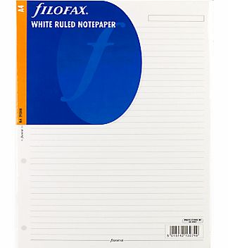 Filofax White Ruled Notepaper, A4