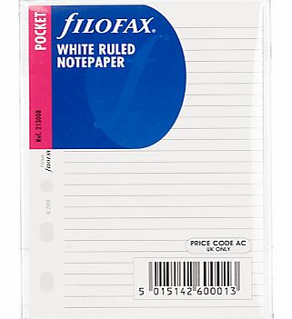 Filofax White Ruled Paper, Pocket