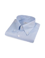 Finamore Blue Italian Handmade Slim Button-Down Dress Shirt