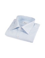 Finamore Light Blue Striped Italian Handmade Slim Dress Shirt