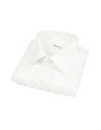 White Herringbone Italian Handmade French Cuff Dress Shirt