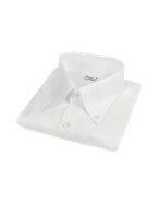 White Italian Handmade Slim Button-Down Dress Shirt