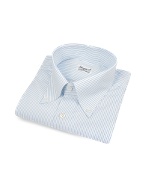 Finamore White Pencil-stripe Italian Handmade Slim Cotton Dress Shirt