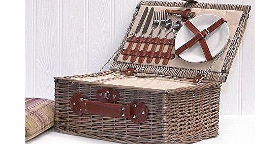 Luxury 2 Person Chiller Picnic Hamper Basket with Accessories - Christmas Xmas Wedding Anniversary Engagement Birthday Gifts for Men, Women, Her, Him, Mum, Dad