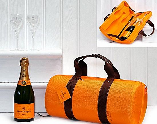 Veuve Clicquot Traveller Bag with 750ml Veuve Clicquot Champagne with 2 x Glass Flutes Carry Bag Case - Luxury Corporate, Christmas, Xmas Hampers amp; Gifts, Thank You, Wedding Anniversary, Engagemen