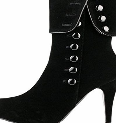 Finejo  Faux Leather Wide Width Wide Calf Slouchy Casual Knee High Ruffle Boot Black 39