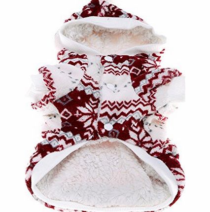 Finejo  Pet Dog Cat Sweater Puppy T Shirt Warm Hooded Coat Clothes Apparel Coffee S