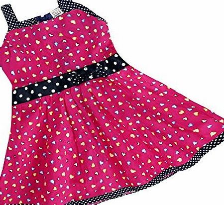 Finejo Girls Dress Rose Red Heart Print Party Child Clothes Costume Size 2-9