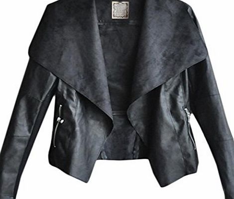 Finejo Hot Women Slim Fit Biker Motorcycle Soft Leather Lapel Coat Jacket Parka Trench