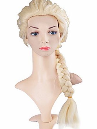 Finejo Movies Queen Princess Elsa Blonde Cosplay Weaving Braid Cosplay Masquerad Wig(kit)