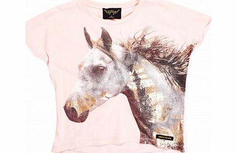 Finger in the nose Ebony horse T-shirt Pale pink `2 years,4 years,6