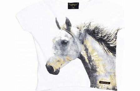 Finger in the nose Ebony horse T-shirt White `2 years,4 years,6