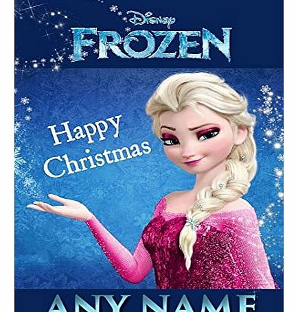 Fingerprint Designs Blue Elsa Frozen Christmas Card Personalised