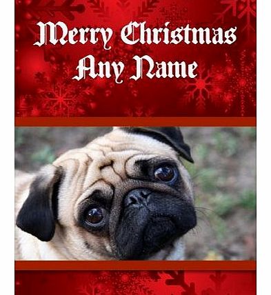 Fingerprint Designs Cute Pug Christmas Card - Personalised FREEPOST