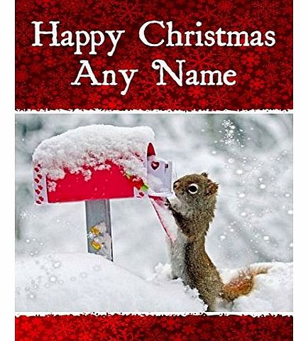 Fingerprint Designs Funny Squirrel Christmas Card Personalised