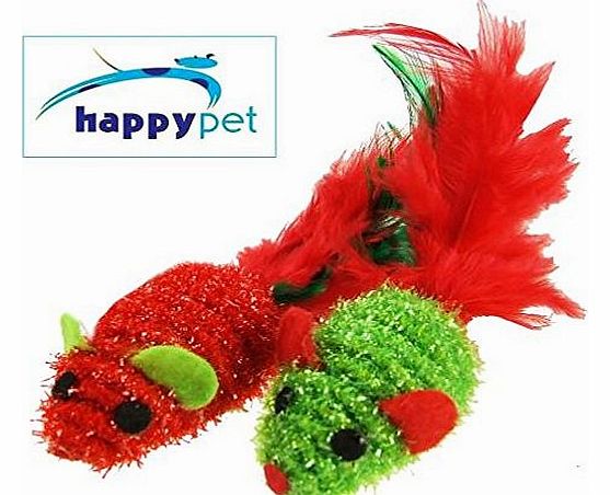 Fingerprint Designs Happypet Festive Fun Cat Toy Twinkle Mice Duo - Pet Supplies