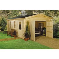 FINNLIFE Koppelo Log Cabin Double Door Apex Garage 12` x 17`
