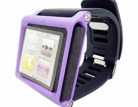 Fiona Multi-Touch Aluminum Watch Band Cover Case for Apple iPod nano 6th generation 8GB 16GB OEM (Purple)