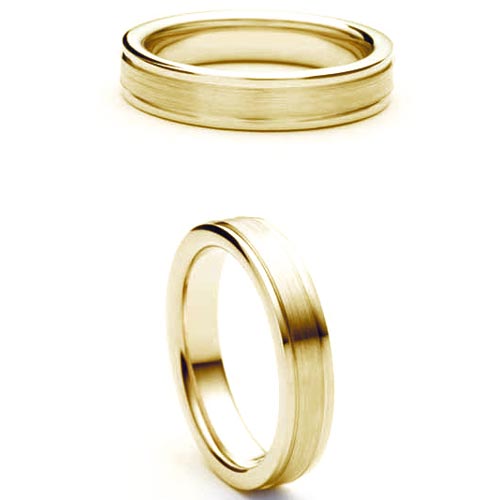 Fiore from Bianco 4mm Heavy D Shape Fiore Wedding Band Ring In 18 Ct Yellow Gold