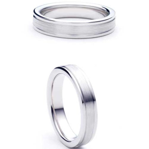Fiore from Bianco 4mm Medium Court Fiore Wedding Band Ring In Palladium