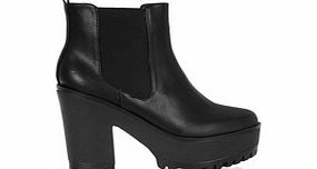 FIORELLA Black leather platform ankle boots
