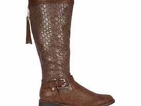 FIORELLA Brown fish scale knee-high boots