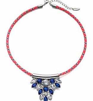 Blue Crystal Neon Woven Necklace