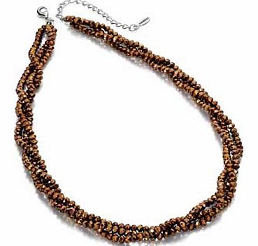 Bronze Faceted Bead Twist Necklace