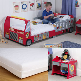 Fire Engine Bed and Bedside Table, with Pelynt