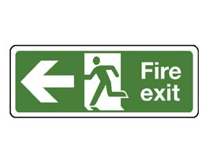 fire exit arrow left signs (pict)