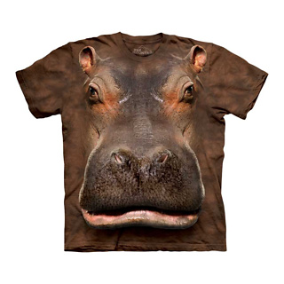 Kids Big Face Hippo Head T-Shirt (Medium: