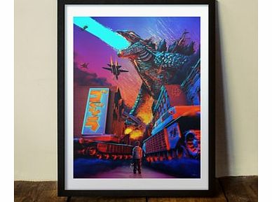 Firebox King Kaiju (Large in a Black Frame)