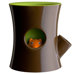 Firebox Log and Squirrel Plant Pot (Brown and Green)