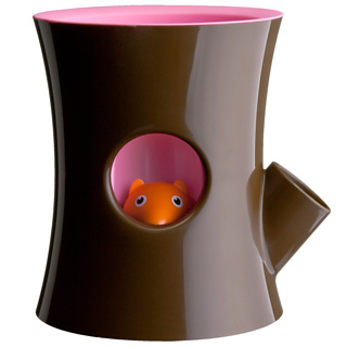Firebox Log and Squirrel Plant Pot (Brown and Pink)