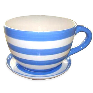 Firebox Teacup Plant Pots (Blue and White Stripes)