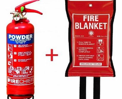 Firechief 1Kg Powder extinguisher   1m x 1m Fire Blanket