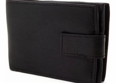 Firelog 602 Quality Mens Real Leather Wallet with side zip pocket - Black