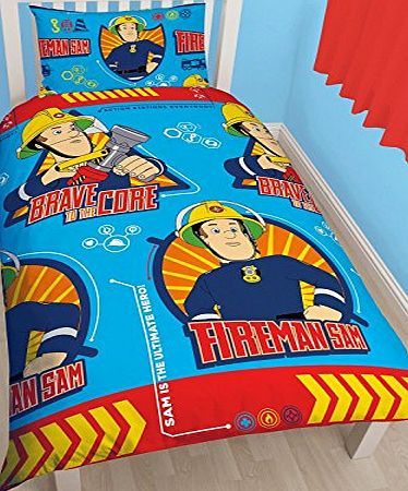 Fireman Sam Childrens Boys Brave To The Core Reversible Single Duvet Cover Bedding Set (Single Bed) (Blue)