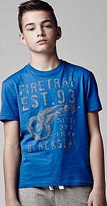 Firetrap Boys Blue Wheel with Wings T-Shirt-