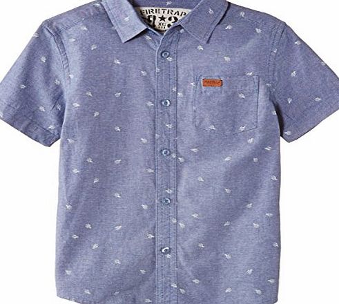 Firetrap Boys Chambray Polka Dot Short Sleeve Shirt, Blue (Chambray), 5-6 Years