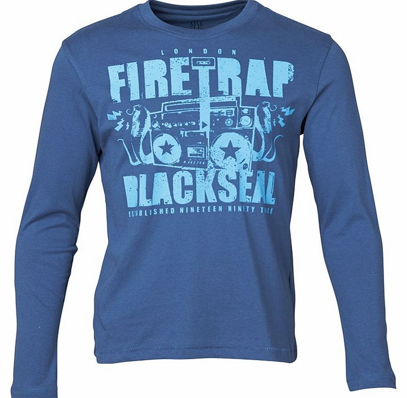Firetrap Boys Long Sleeve T-Shirt Stormy Blue