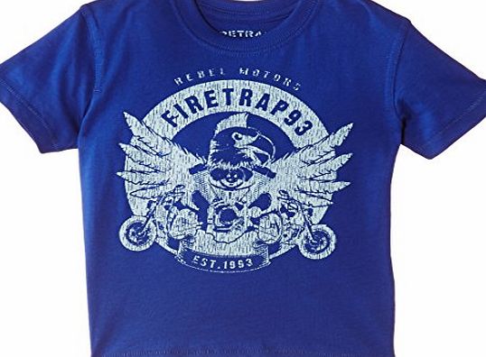 Firetrap Boys Rebel Motor Crew Neck Short Sleeve T-Shirt, Blue (Surf The Web), 2-3 Years