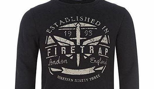 Firetrap Kids Metis Crew Sweatshirt Boys Long Sleeves Print Casual Sweat Top Navy 13 (XLB)